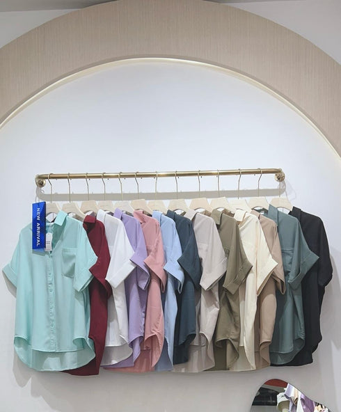 WANWAN Short Sleeves Side Pocket Shirts